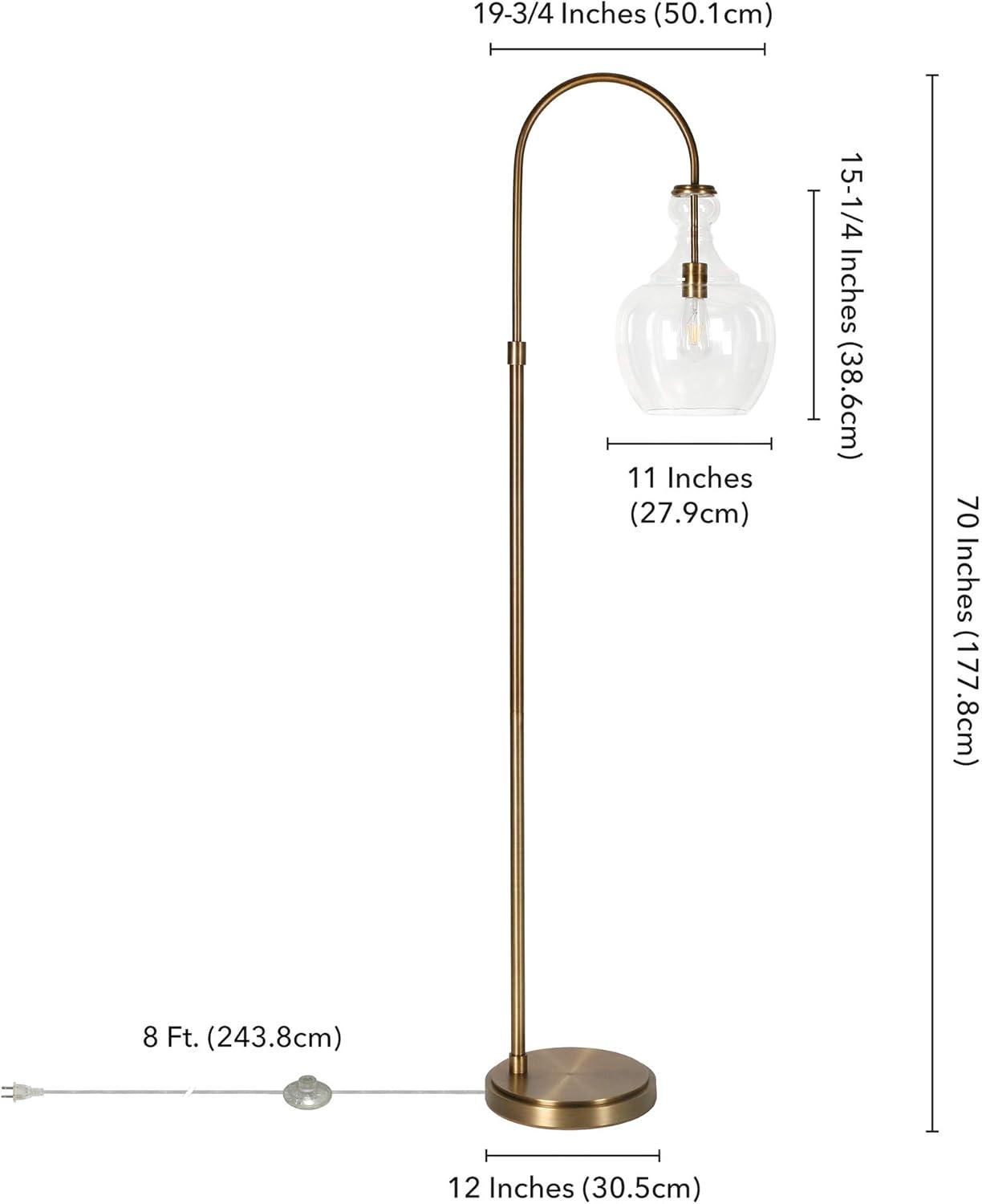 Henn&Hart 12" Brass Metal/Glass Floor Lamp