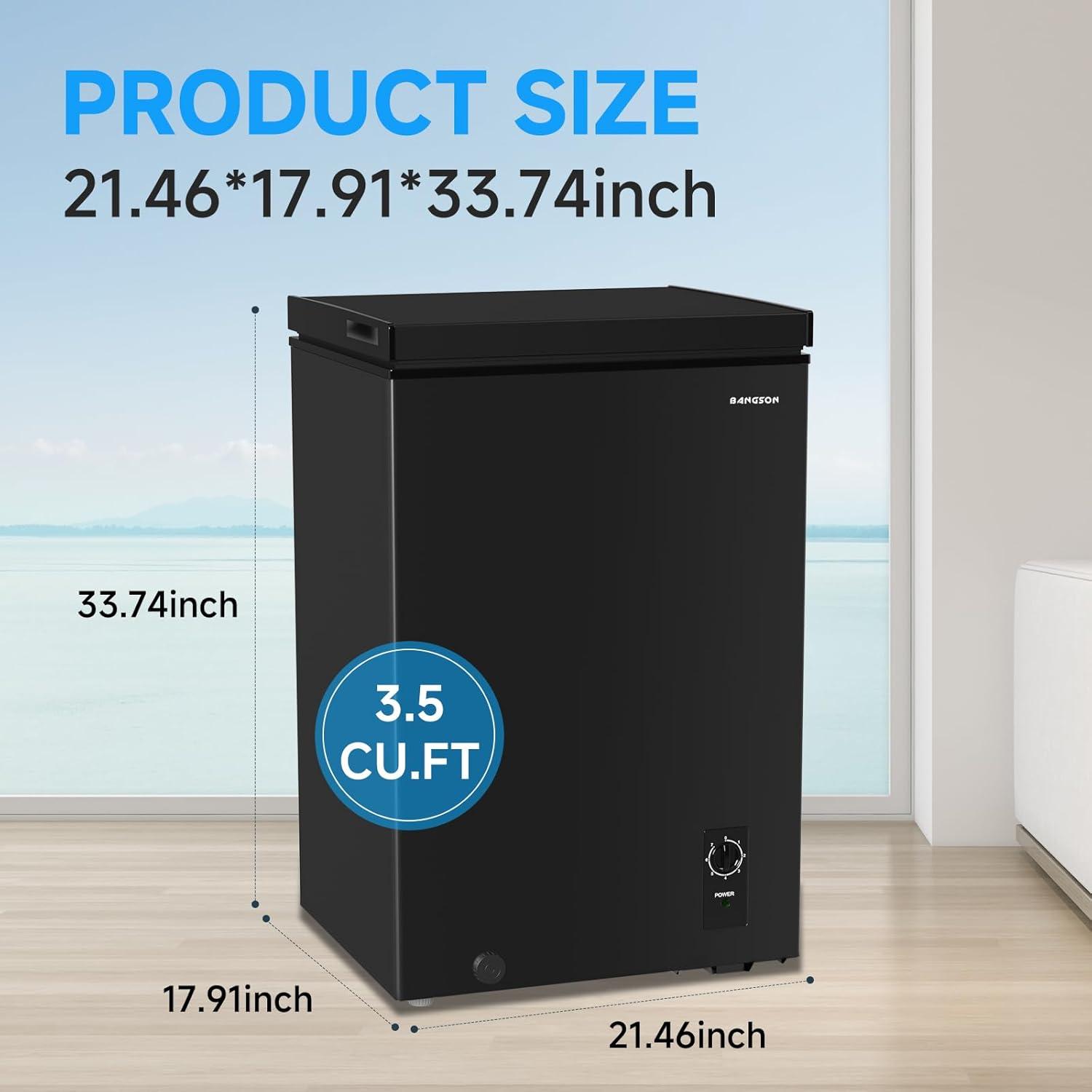 BANGSON 7.0 Cu.Ft Chest Freezer, Deep Freezer with Adjustable Thermostat, Top Open Door Freezer with Removable Basket