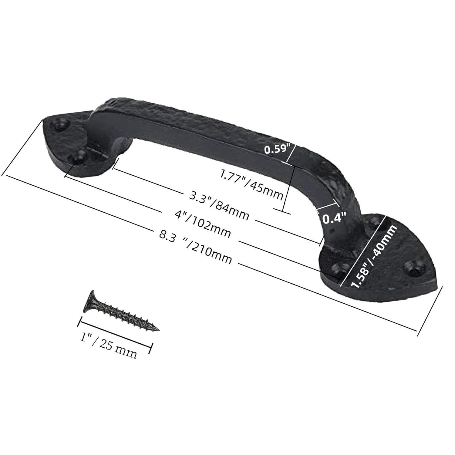 8 Inch Cast Iron Door Handle – Heavy-Duty Medieval Gate Pull – Rustic Hammered Barn Door Grip for Cabinets, Sheds & Interior Doors – Screws Included