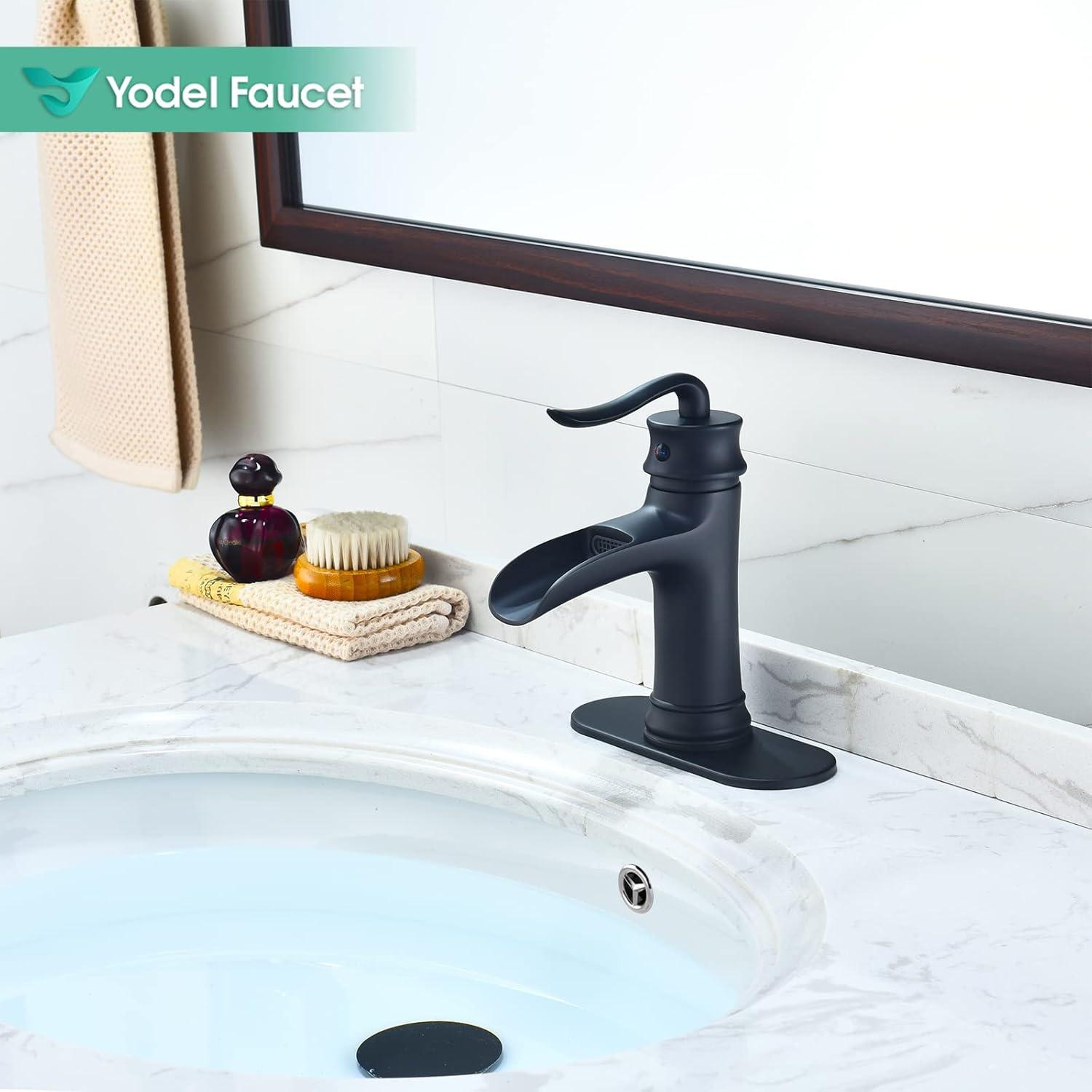 ESFORT Bathroom Sink Drain Stopper with Overflow Pop Up Sink Drain for Vessel Vanity Lavatory Sink, Matte Black