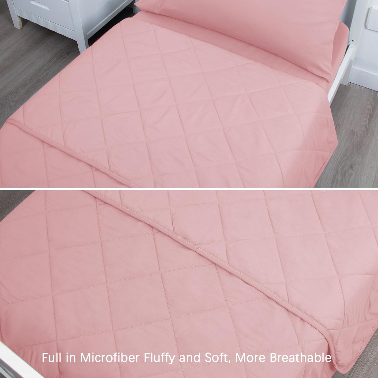 Pink Crib Skirt Pleated with White Lovely Pompoms, Bedding Dust Ruffle for Girls, 14" Drop, Fit All Standard Crib Bed, Fade Resistant Crib Bed Skirt Machine Wash