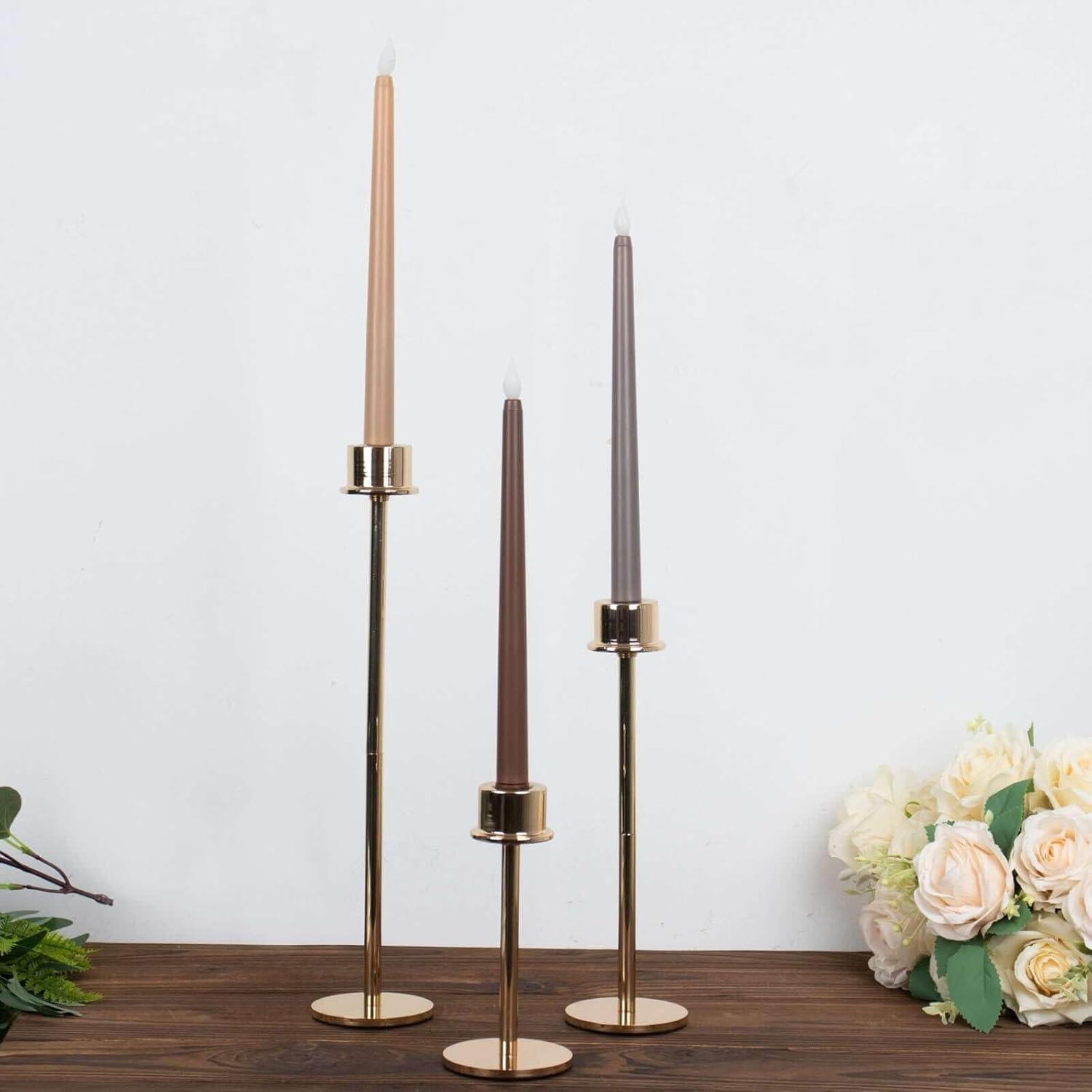 Efavormart Set of 3 | 11" Mixed Natural Warm Flickering Flameless LED Taper Candles