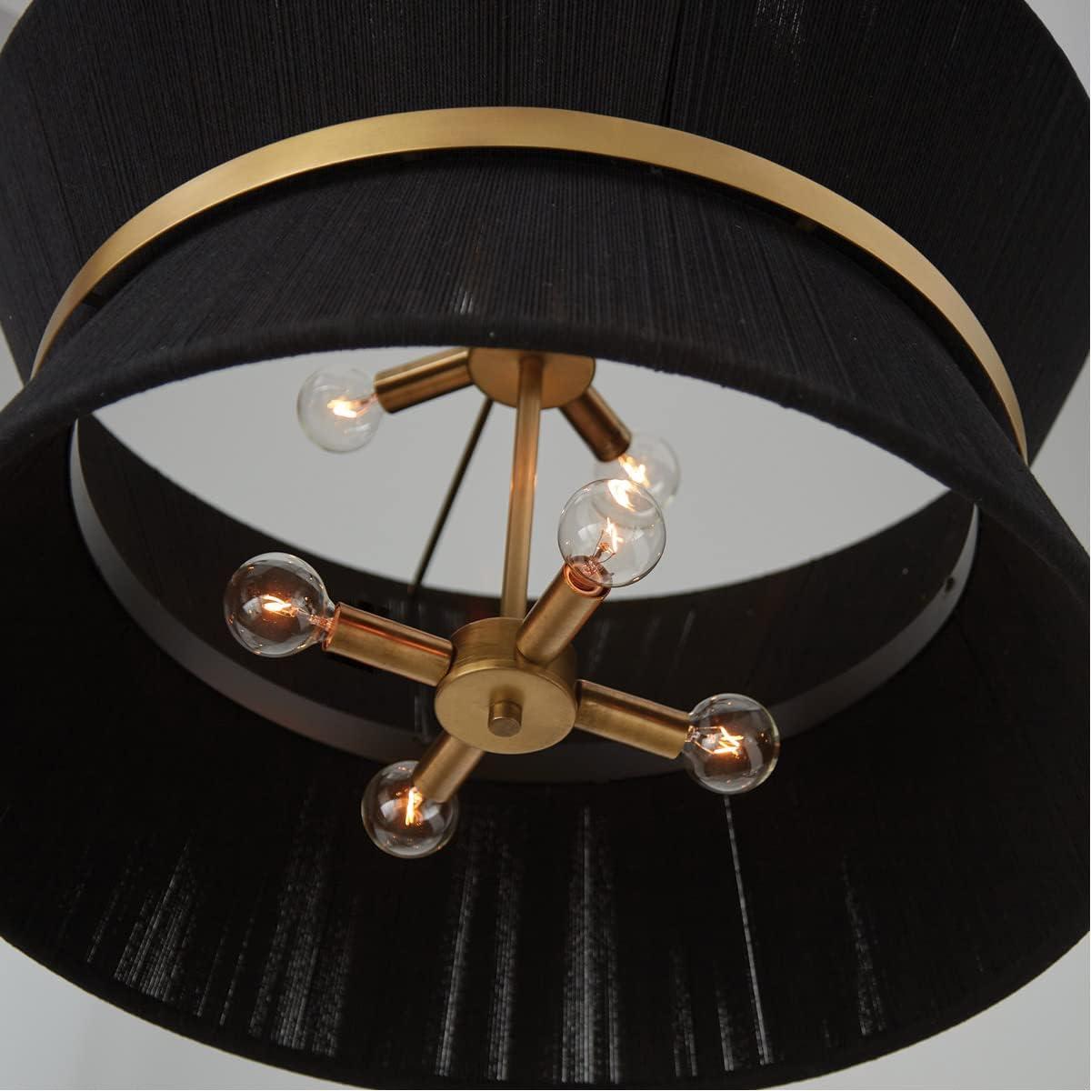 Cecilia 8-Light Tapered Pendant in Black Rope & Patinaed Brass