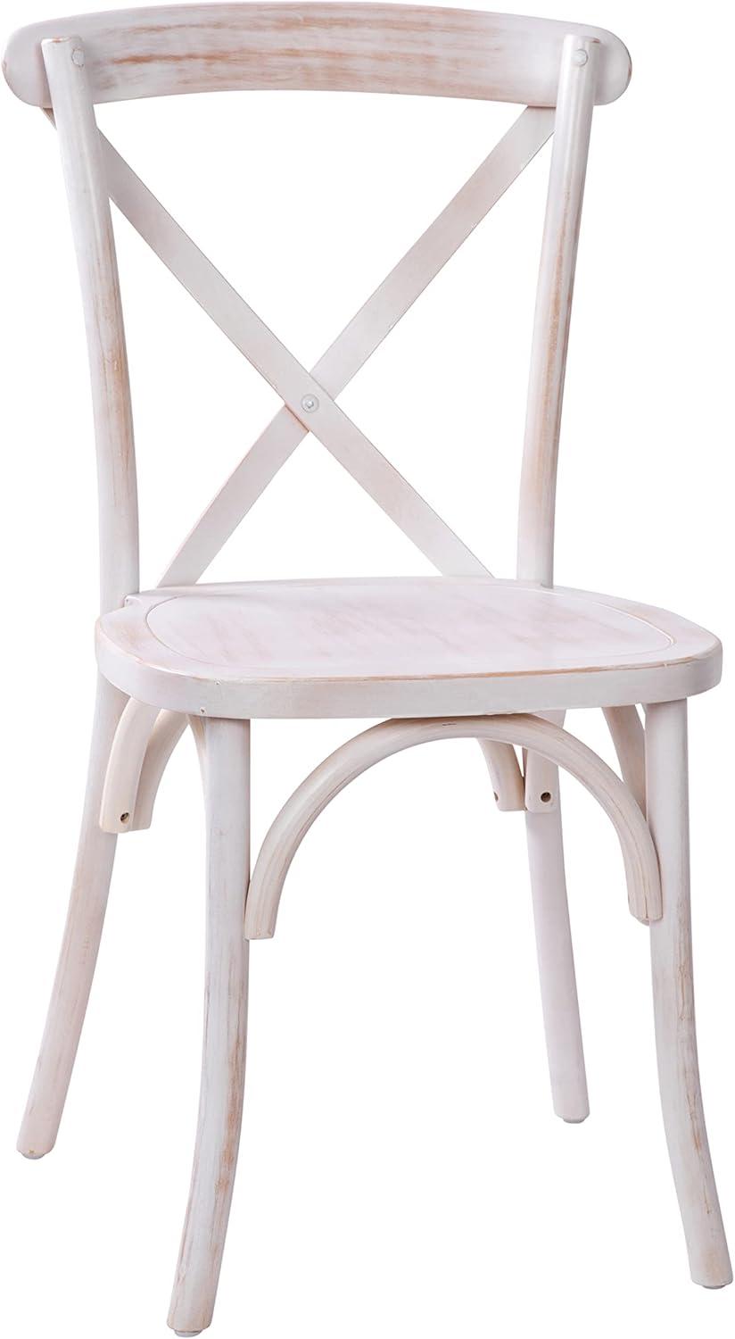 Merrick Lane X-Back Bistro Style Wooden High Back Dining Chair in Lime Wash