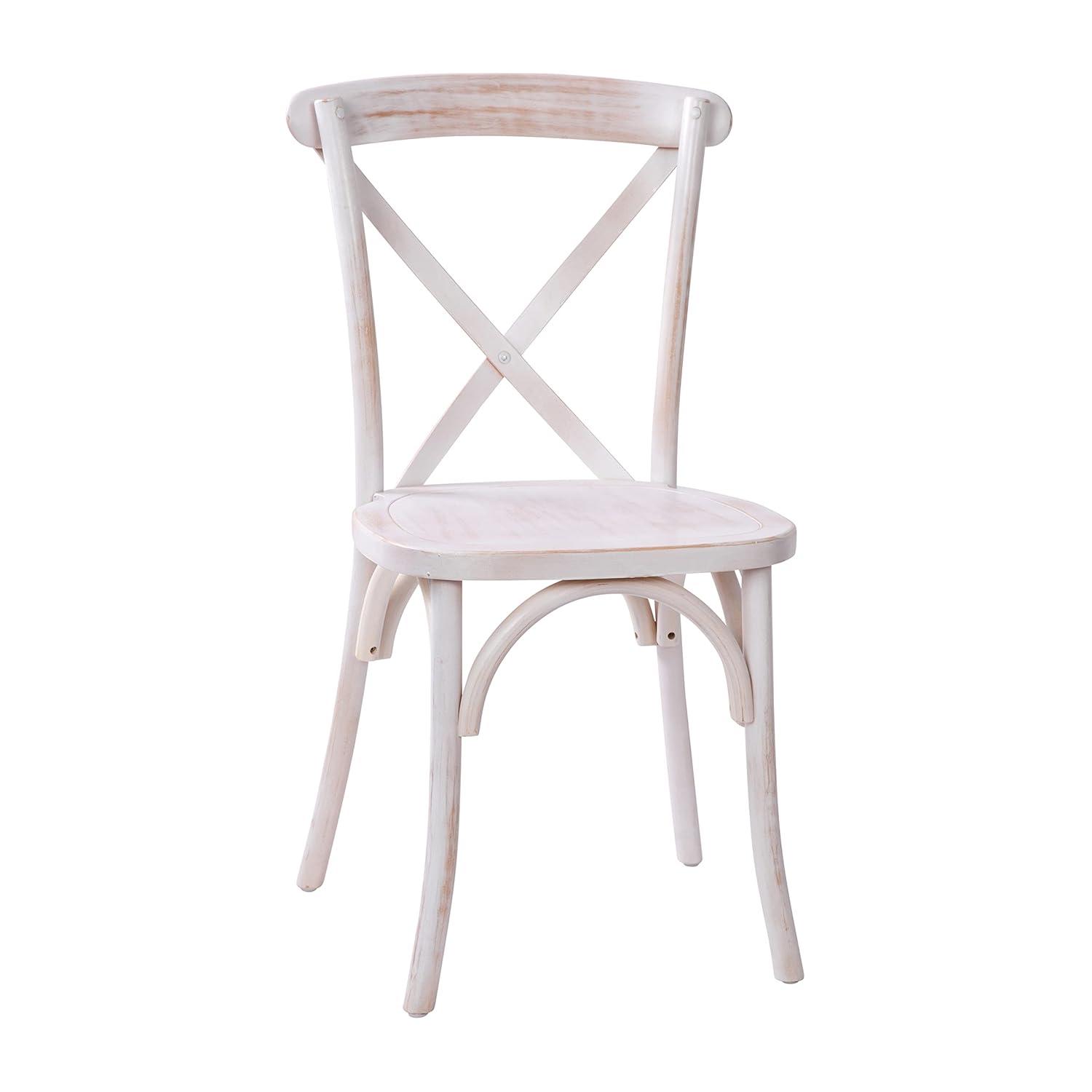 Merrick Lane X-Back Bistro Style Wooden High Back Dining Chair in Lime Wash