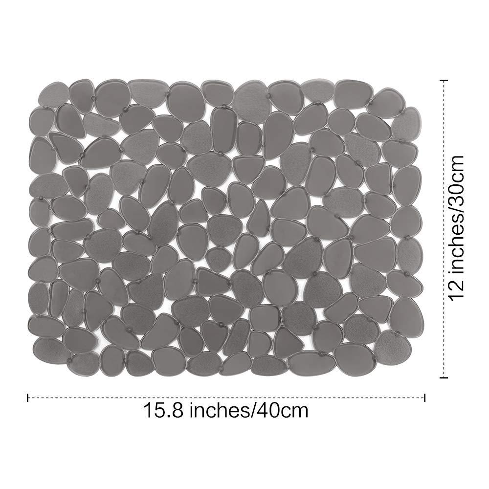 Yolife Pebble Sink Mats for Stainless & Porcelain Sinks, PVC Saddle Protectors - Dish & Glassware Guard (Grey, 2 Pack)