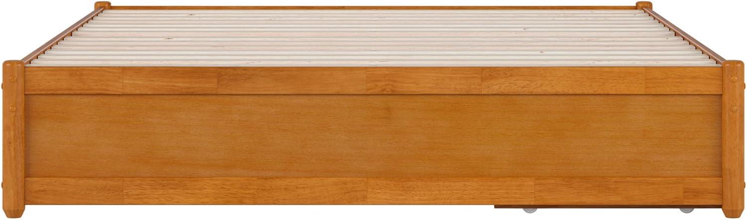 Barcelona Queen Wood Panel Platform Bed with Storage Drawers in Light Toffee