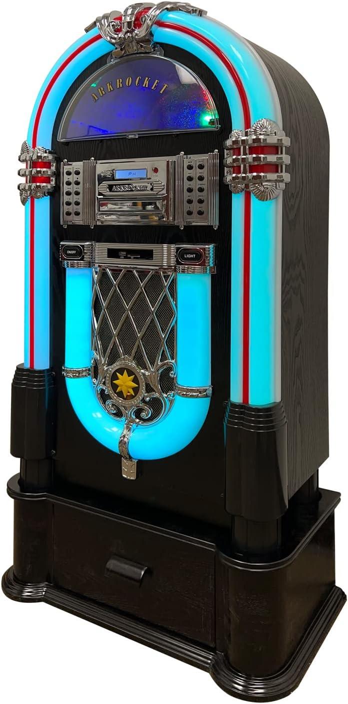 Arkrocket Taurus Jukebox Vinyl Record Player Bluetooth USB SD CD Player Radio Retro Turntable Classic Jukebox (Taurus - Classic)