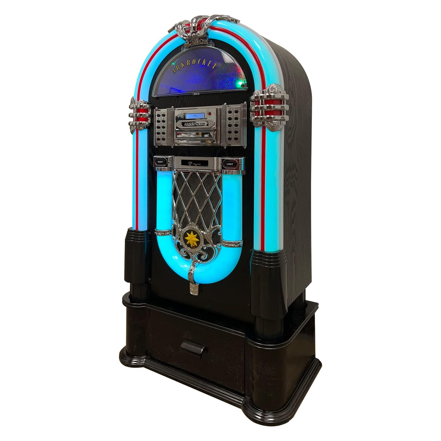 Arkrocket Taurus Jukebox Vinyl Record Player Bluetooth USB SD CD Player Radio Retro Turntable Classic Jukebox (Taurus - Classic)