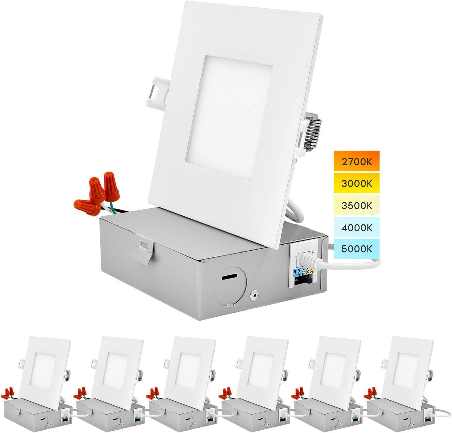 4'' Selectable Color Temperature Dimmable Air-Tight IC Rated LED Canless Recessed Lighting Kit