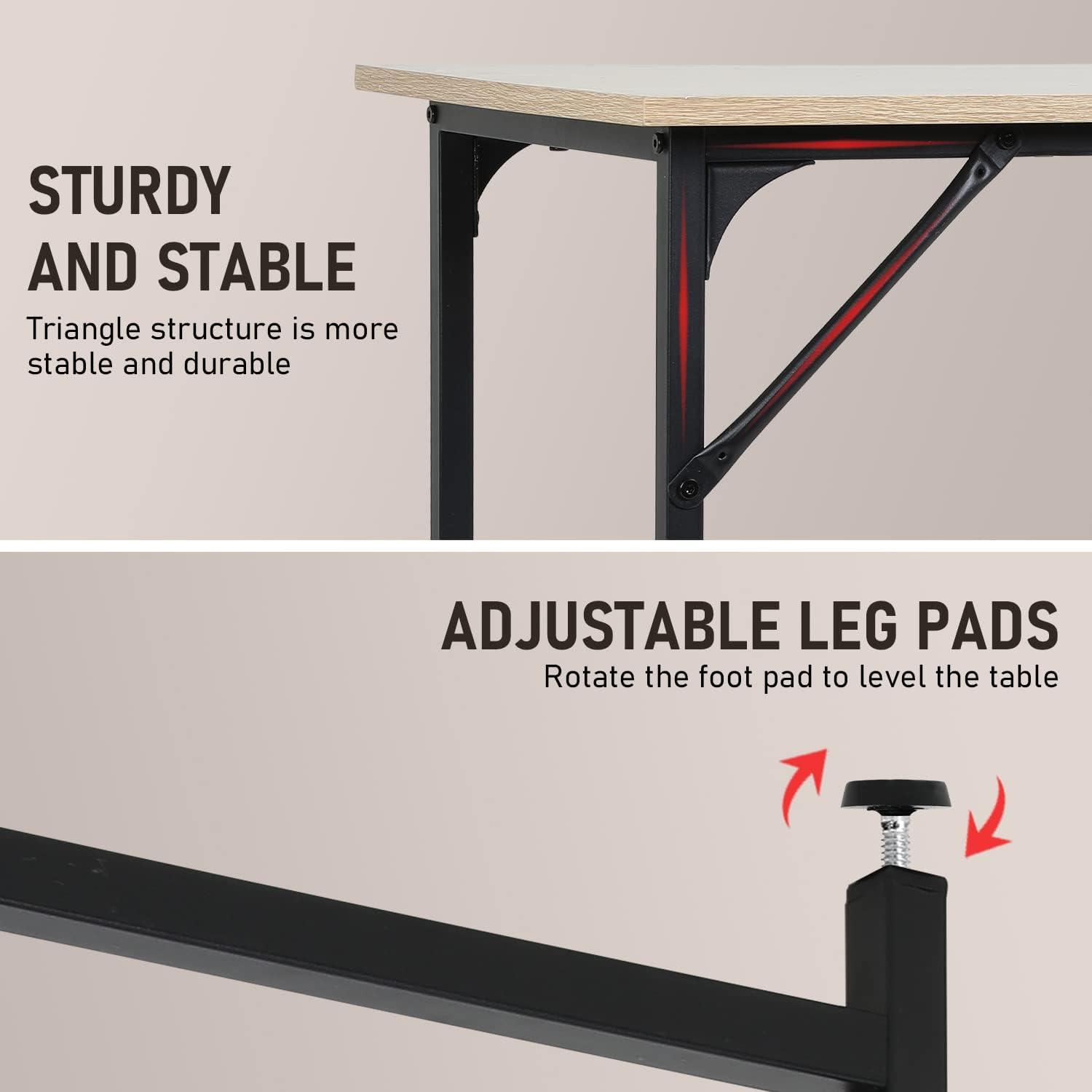 FDW Computer Desk 47 inch Length Study Writing Table, Adjustable feet, Modern Furniture for Home Office, Nature