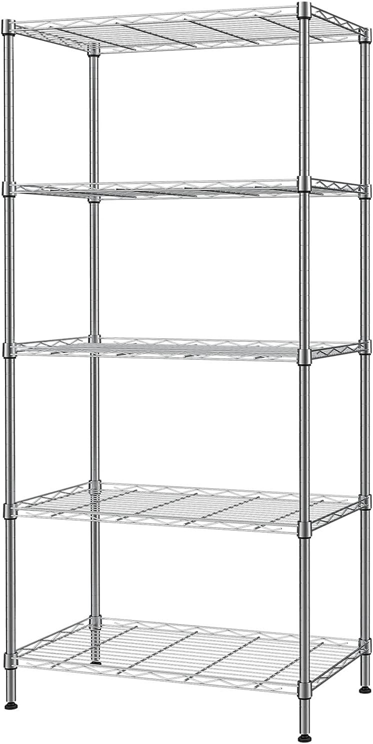 6 Tier Storage Shelves 18" Dx48 Wx82 H Wire Shelving Unit Metal Shelves Heavy Duty Layer Rack Storage Rack Adjustable Utility 2100 LBS Capacity for Laundry Kitchen Garage Pantry Black