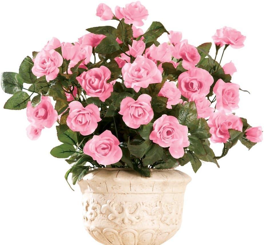 Collections Etc Floral Rose Bushes - Set of 3 Pink