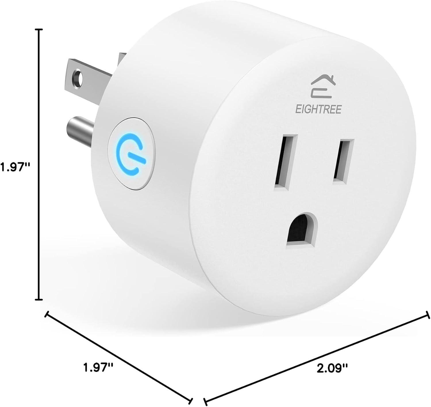 EIGHTREE Smart Plug 2025 Upgrade to 15A, Bluetooth & Wi-Fi Outlet Plug Dual Connection, Voice Control, Remote Control Outlet Timer Indoor, Smart Plugs That Work with Alexa & Google, 2.4GHz Wi-Fi Only