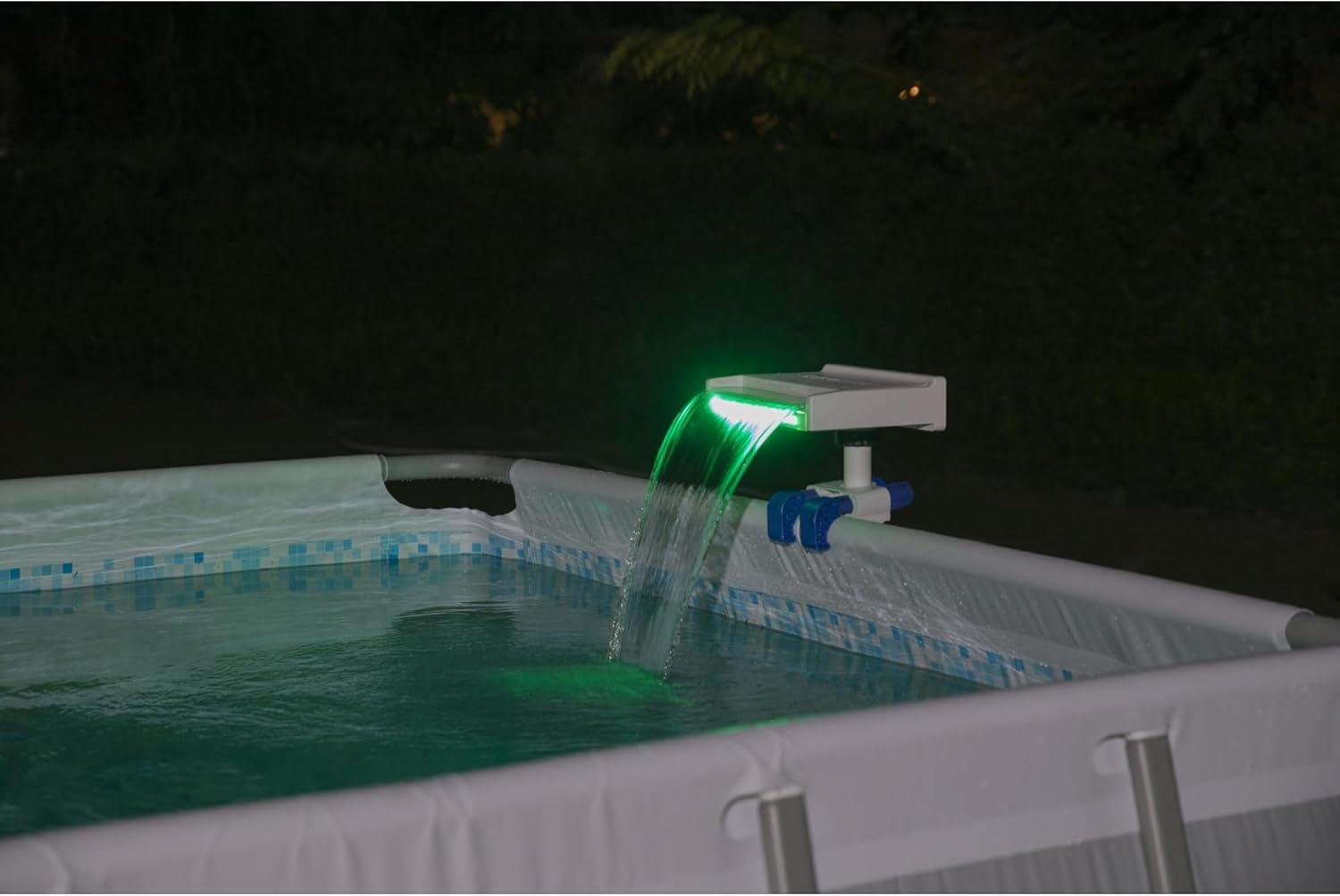 Bestway 58619E Flowclear Soothing 7 Mode Multi Colored LED Relaxing Waterfall Cascade Above Ground Swimming Pool Attachment, White