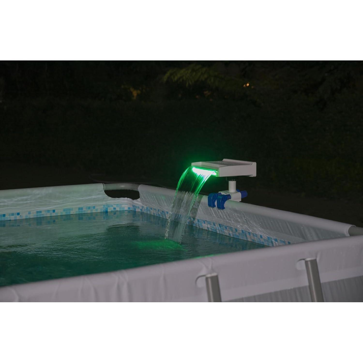 Bestway 58619E Flowclear Soothing 7 Mode Multi Colored LED Relaxing Waterfall Cascade Above Ground Swimming Pool Attachment, White
