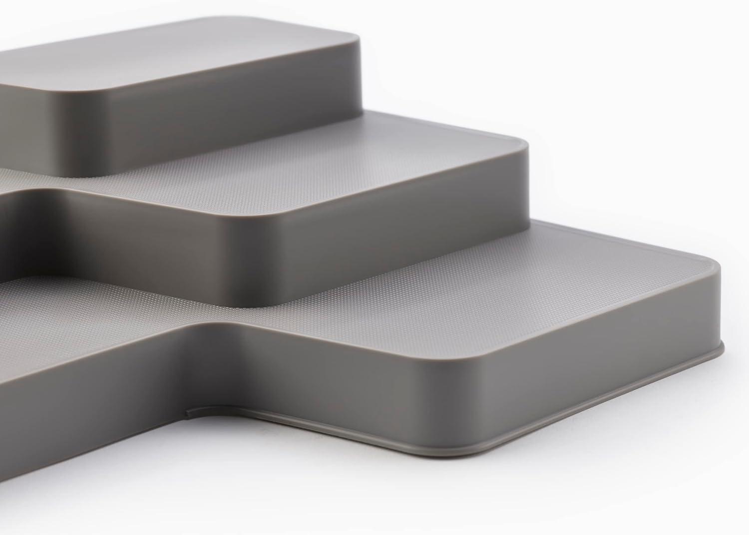 Expandable Gray Polypropylene 3-Tier Shelf Organizer for Cabinets
