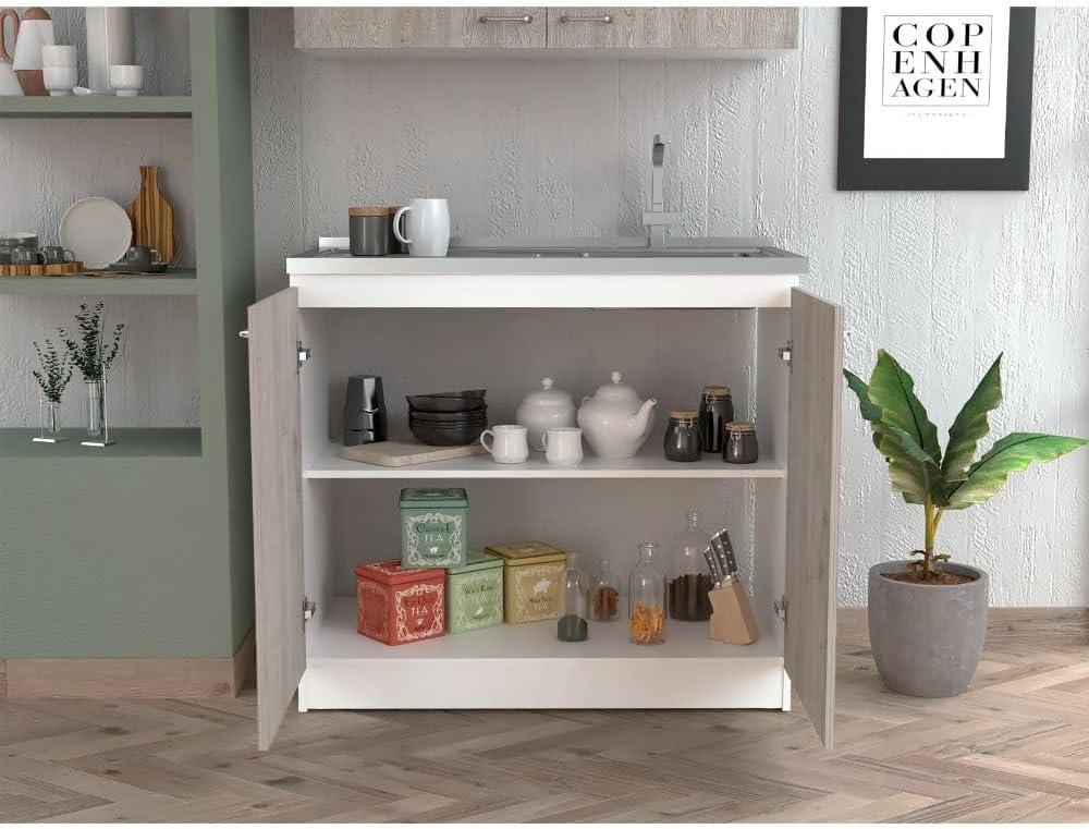 TUHOME Napoles Utility Sink Cabinet With Integrated Steel Sink
