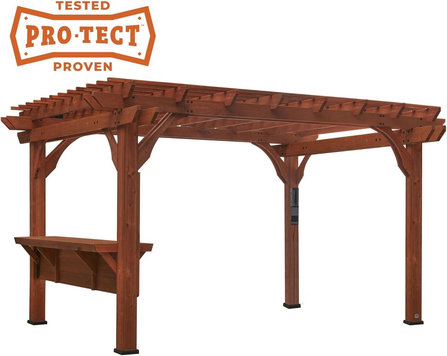 Ashland Cedar Wood Pergola with Serving Bar and PowerPort