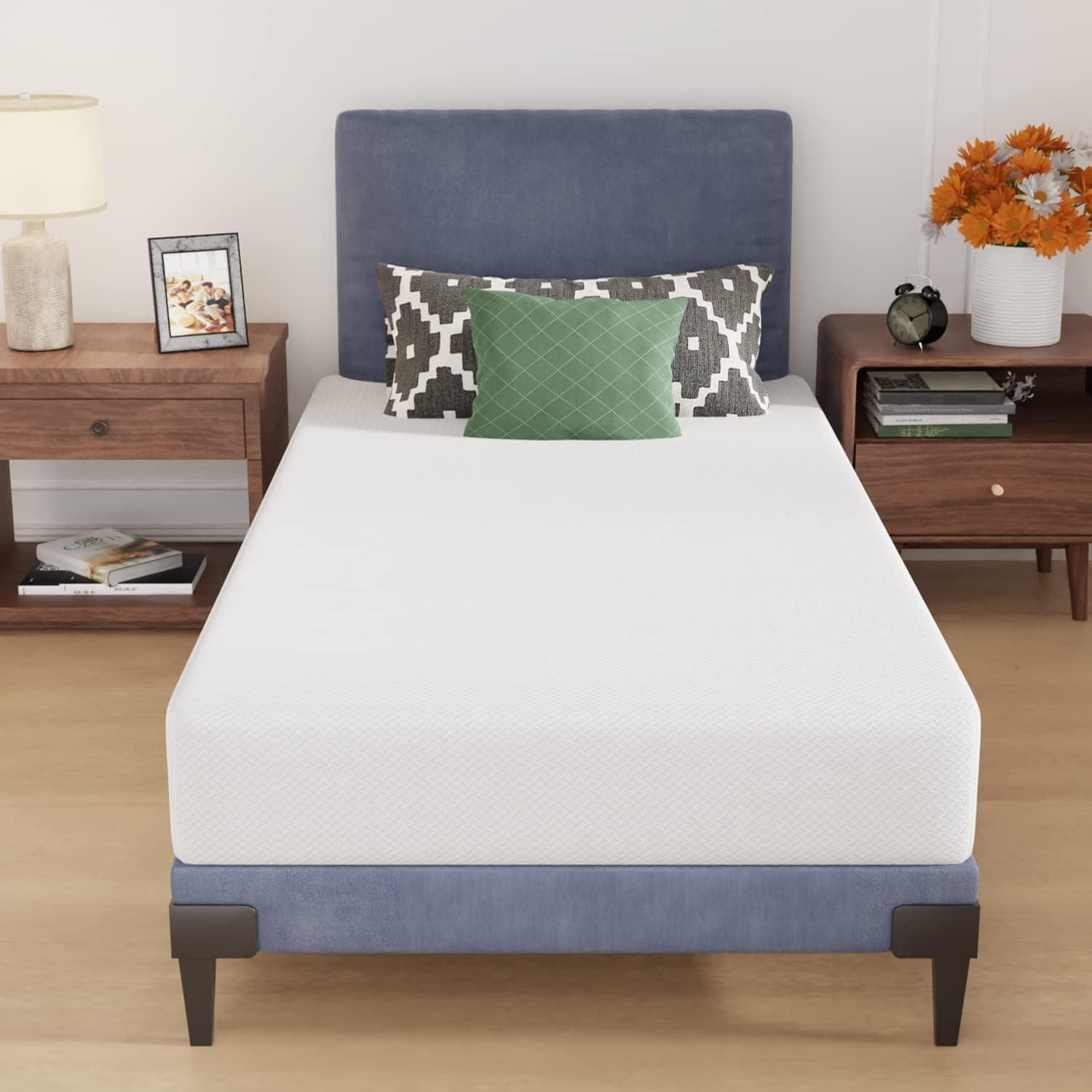 Twin Medium Firm White Memory Foam Mattress with Stretch Knit Cover