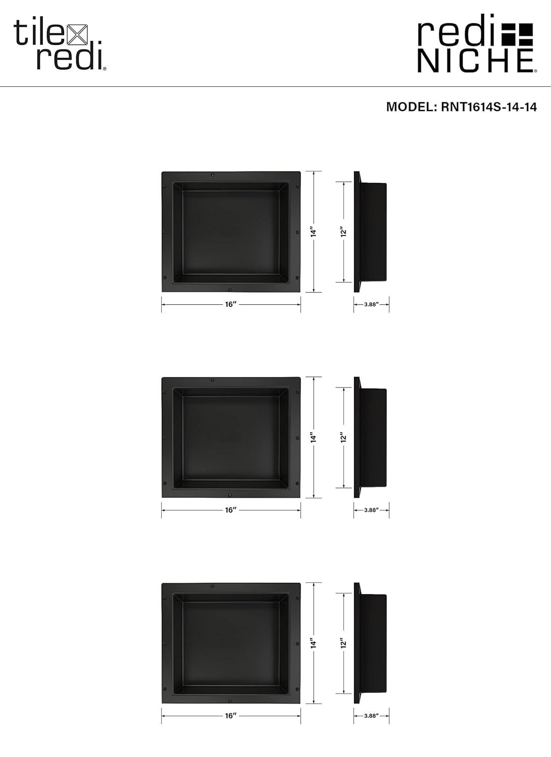 Tile Redi Triple Recessed Shelf