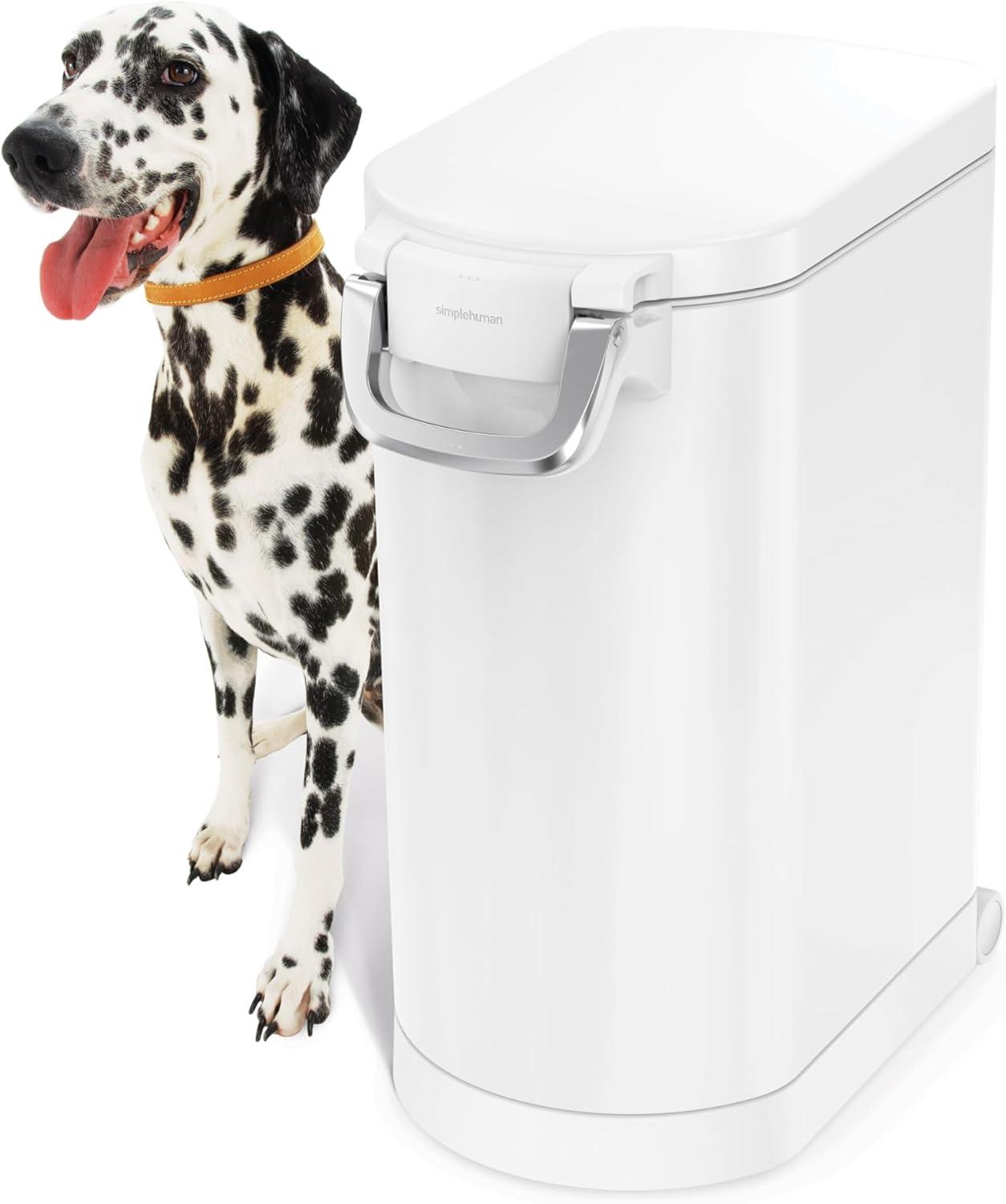 simplehuman Pet Food Storage Container Stainless Steel for Dog Food, Cat Food, and Bird Feed