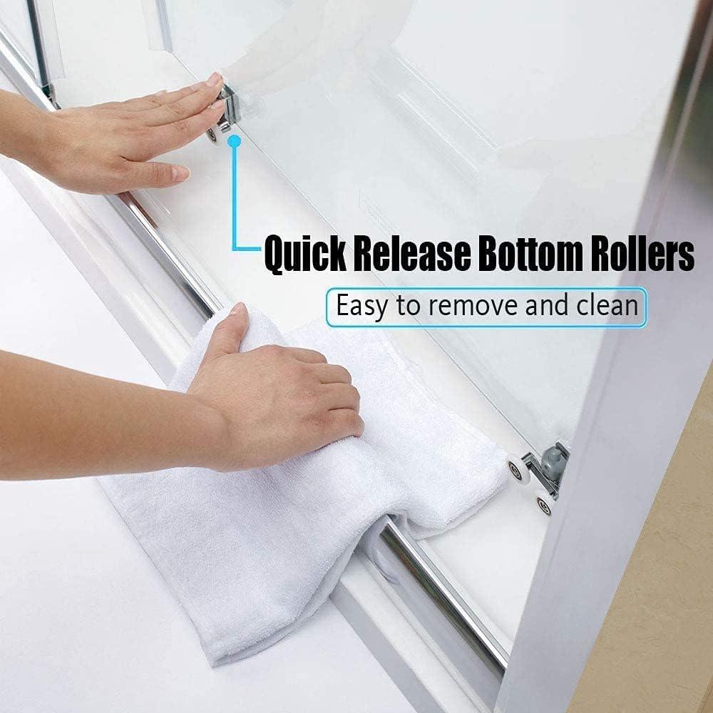 Elegant  Double Opening Sliding Shower Enclosurewith Shower Base Black Matte
