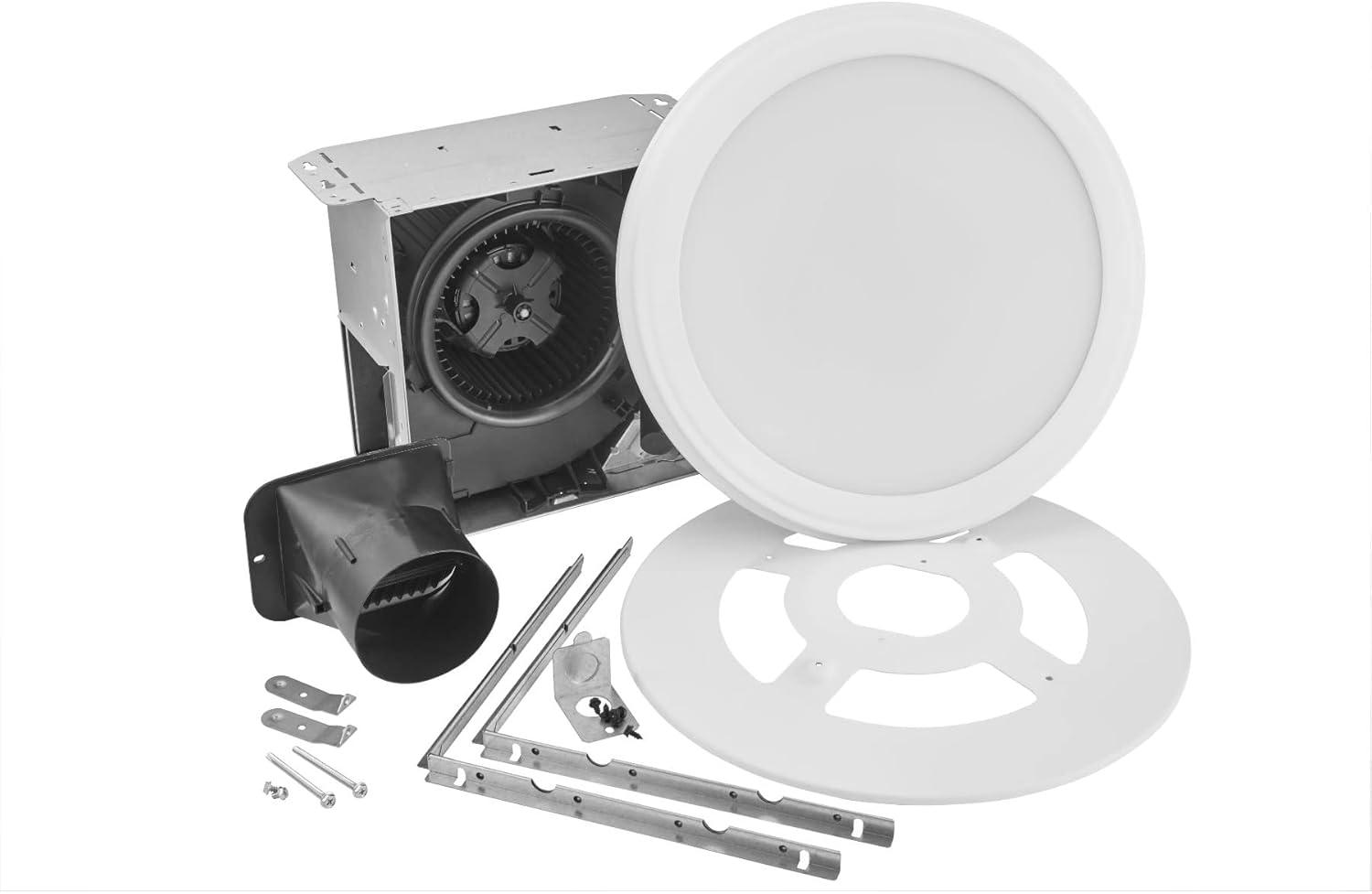 White Polycarbonate LED Bathroom Exhaust Fan with Humidity Sensor