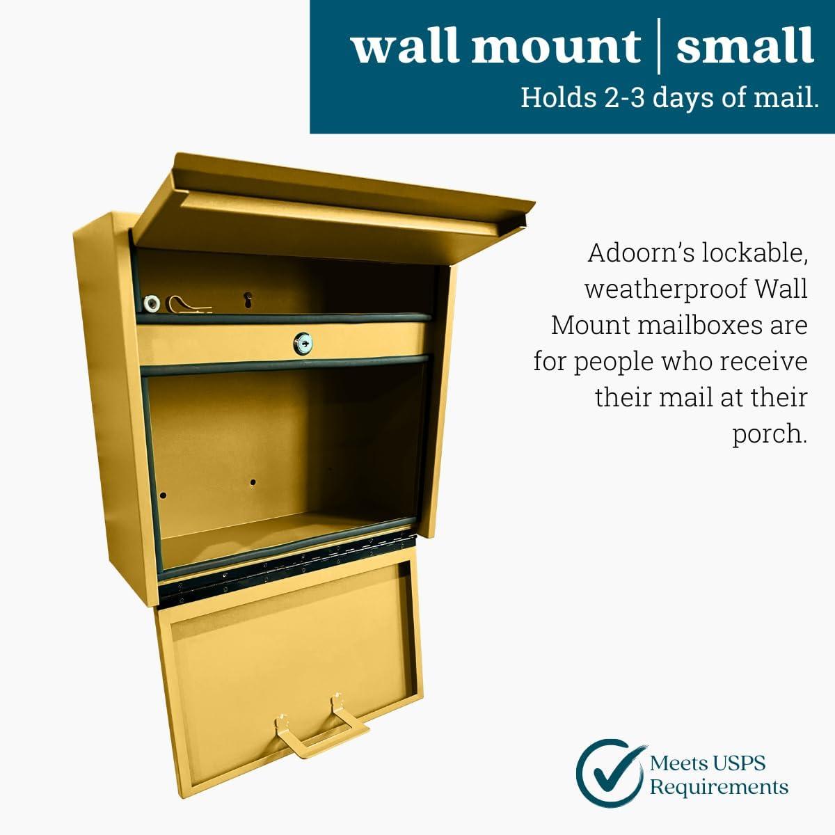 Small Yellow Galvanized Steel Wall Mount Locking Mailbox