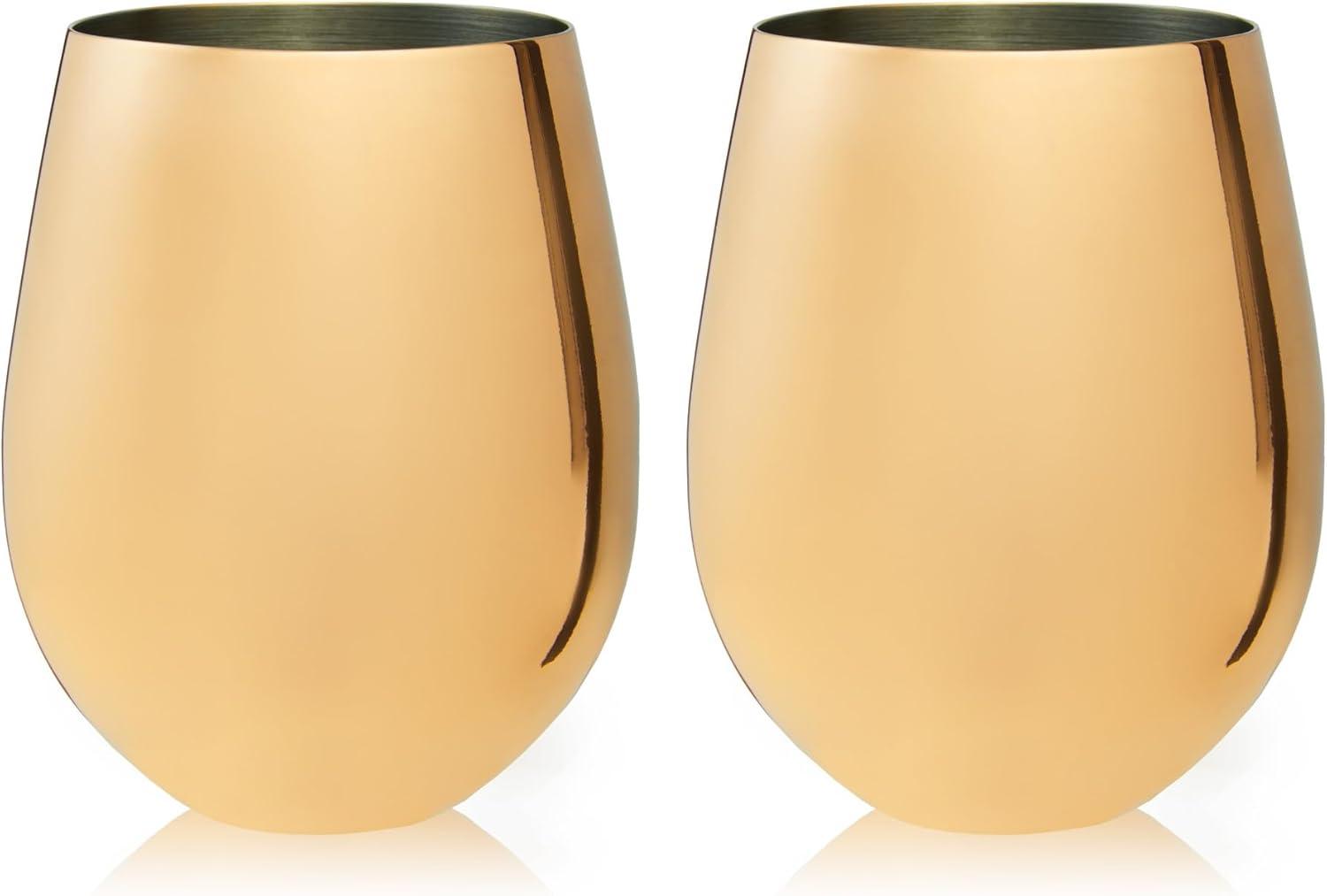 Belmont Stainless Steel Stemless Wine Glasses in Gold