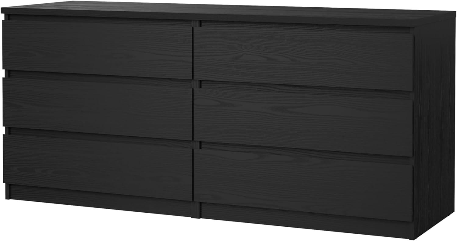 Tvilum Scottsdale 6 Drawer Double Dresser for Adults, Black