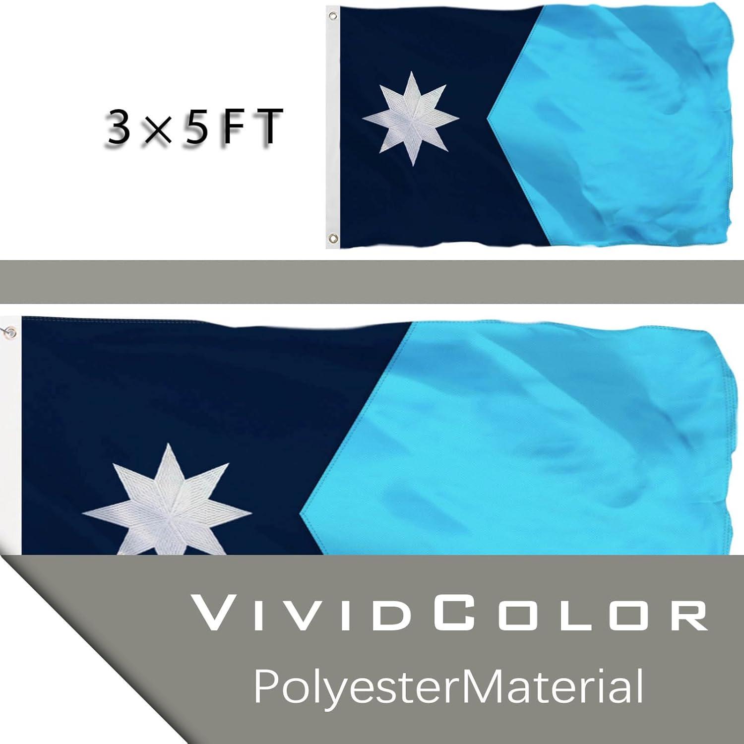 New Minnesota State Flag 3x5 Outdoor MN Flag 2 Rows Stitched Edge Canvas Header with 2 Brass Grommets