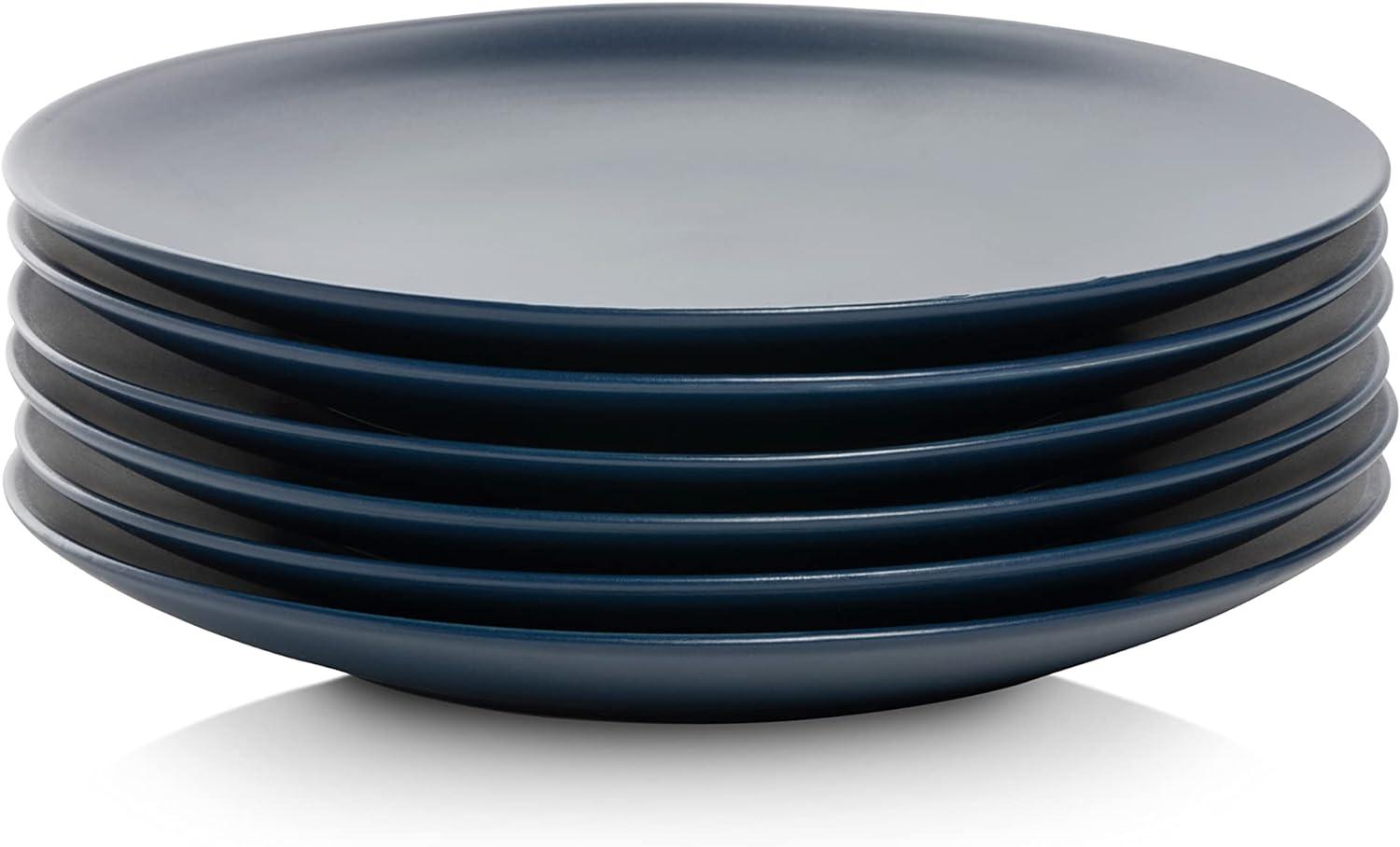 Midnight Blue Matte Ceramic Salad/Dessert Plates, Set of 6