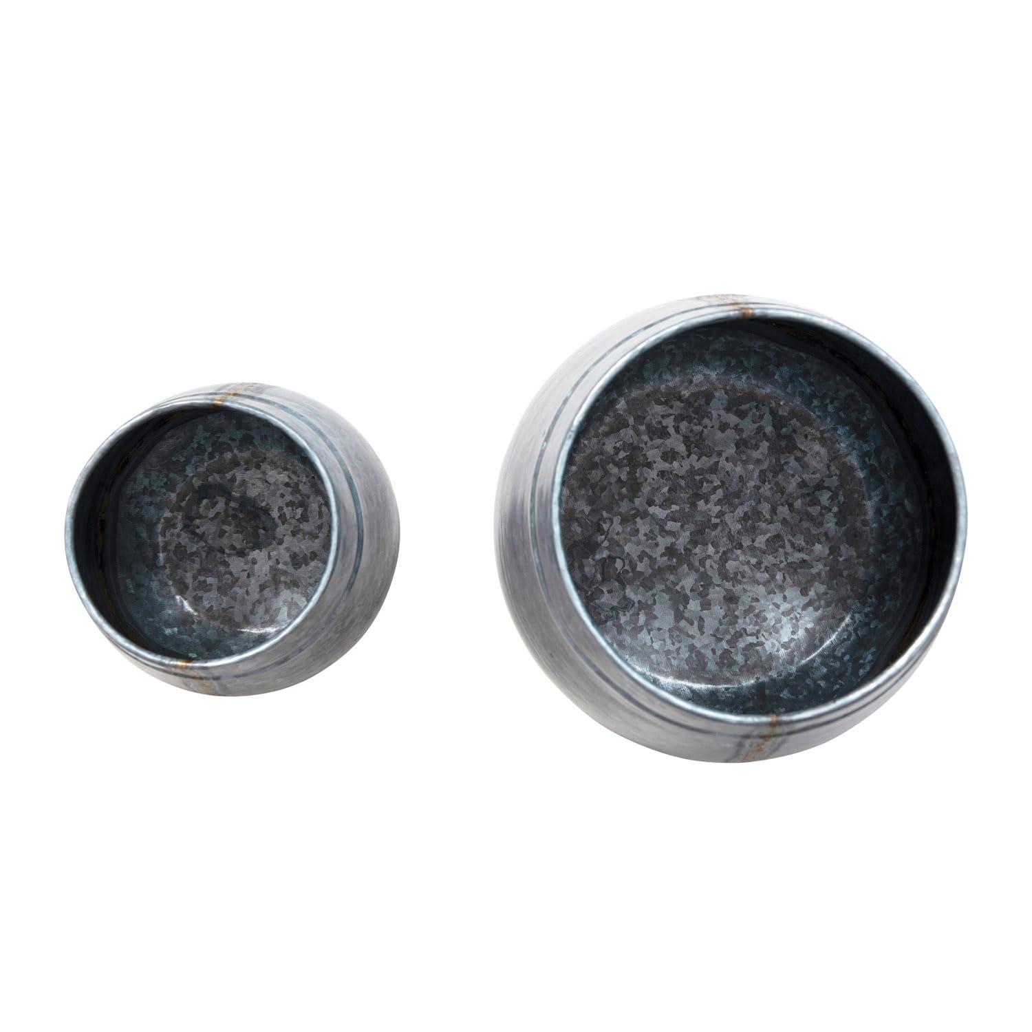 Creative Co-Op Galvanized Metal Planters, Antique Zinc Finish, Set of 2