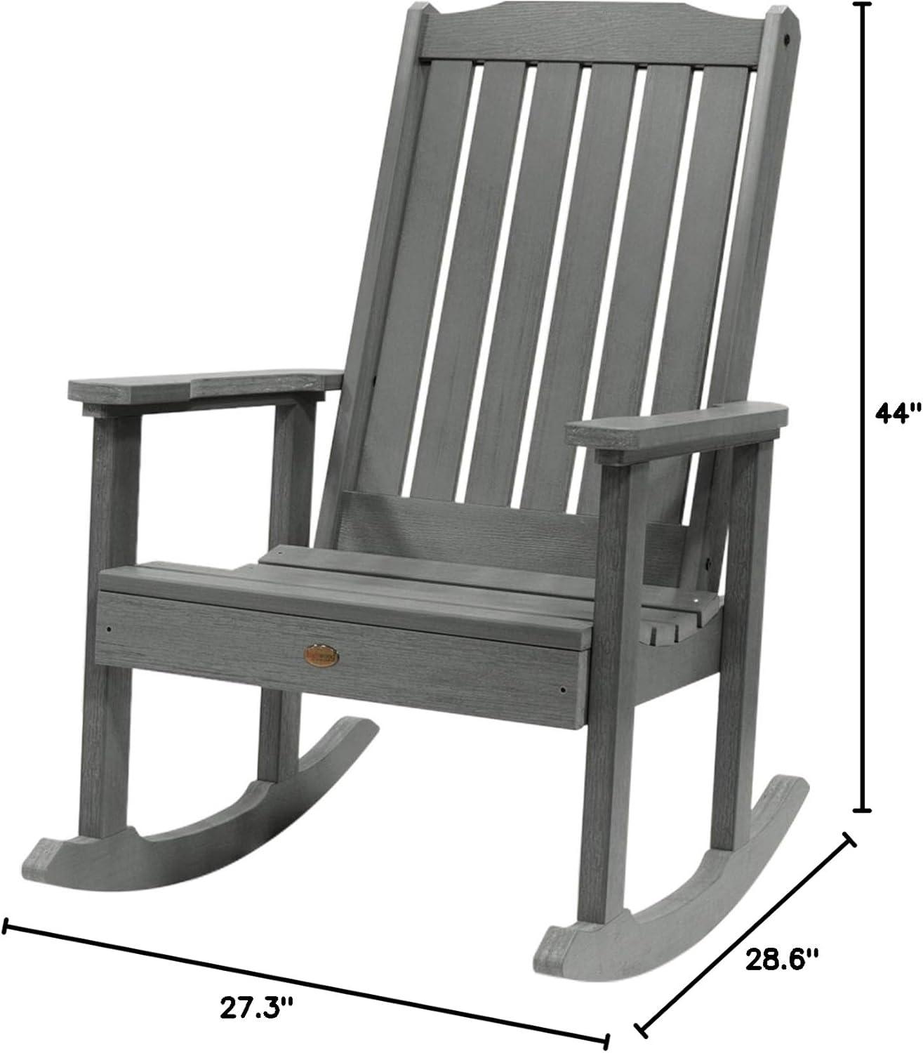 Coastal Teak Gray Outdoor Rocking Chair with Arms