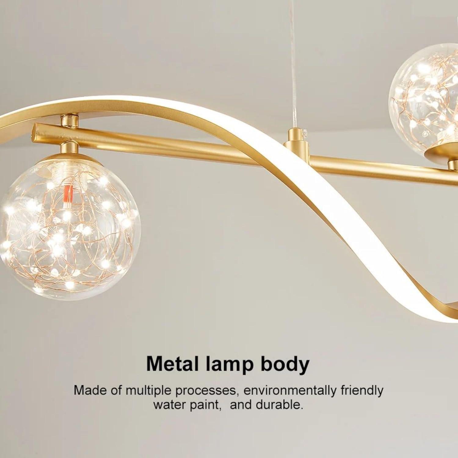 Gold LED Glass Globe 4-Light Modern Island Chandelier