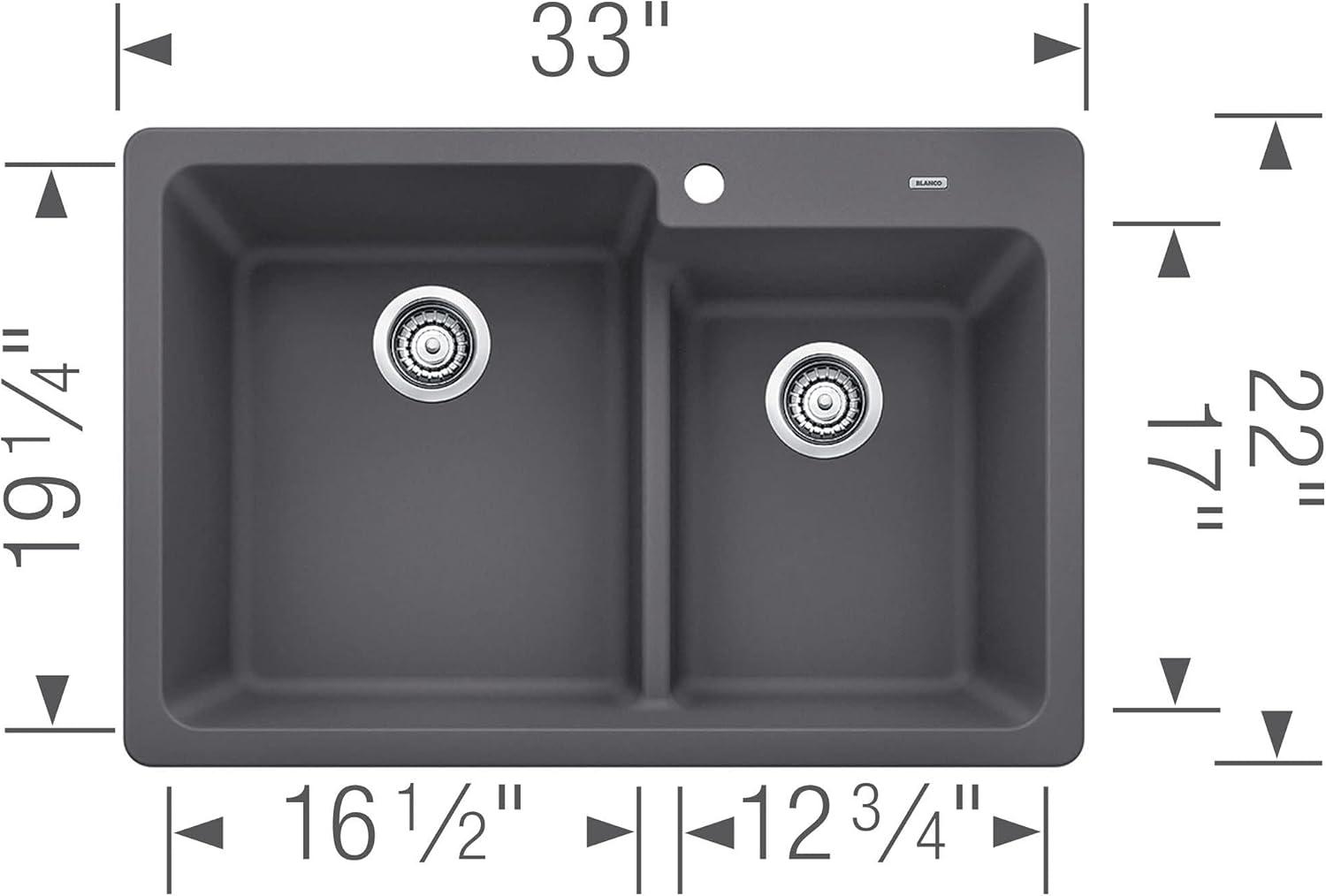 Blanco 442092 Grandis 33" Drop-In Or Undermount Double Basin Silgranit Kitchen Sink -