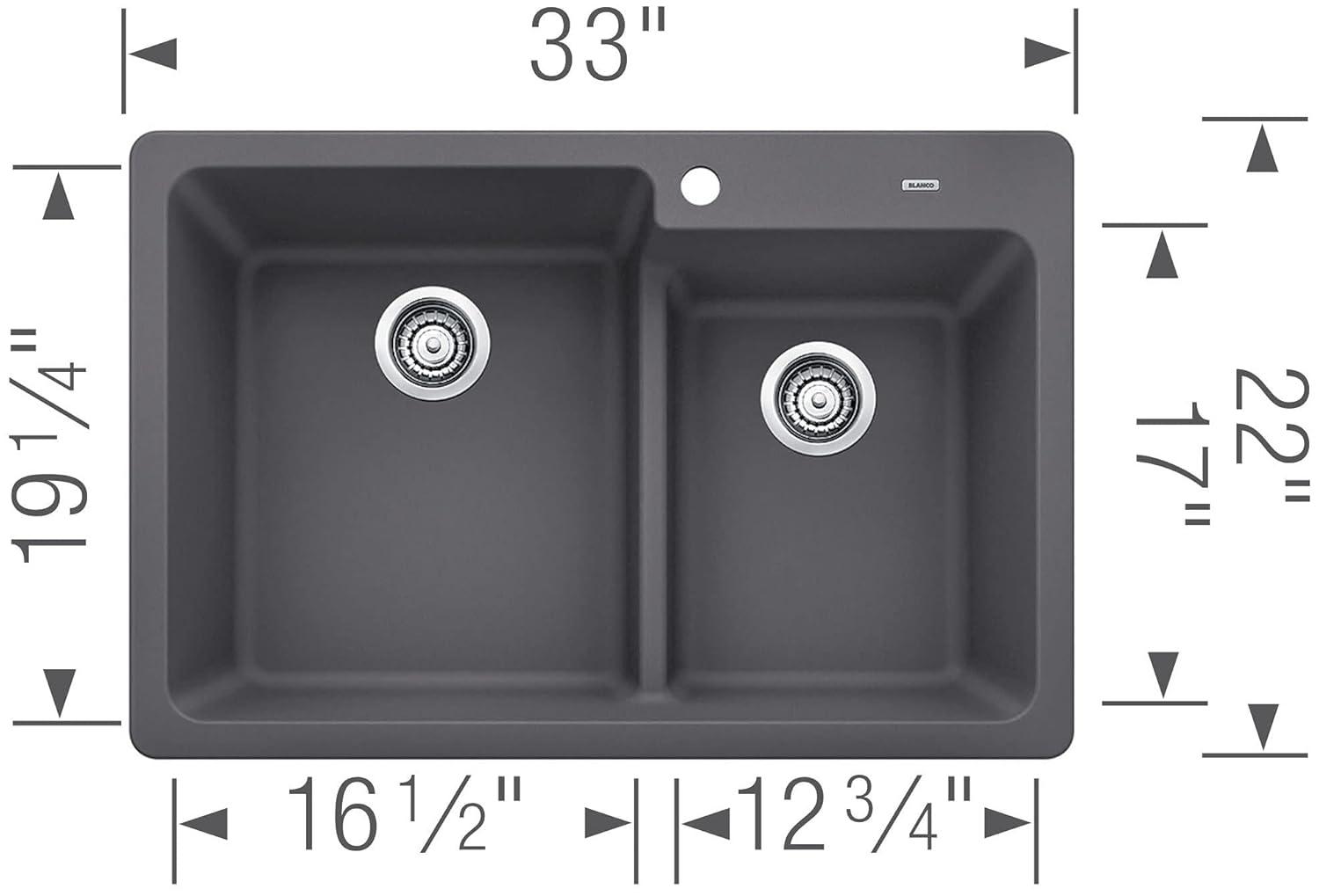 Blanco 442092 Grandis 33" Drop-In Or Undermount Double Basin Silgranit Kitchen Sink -
