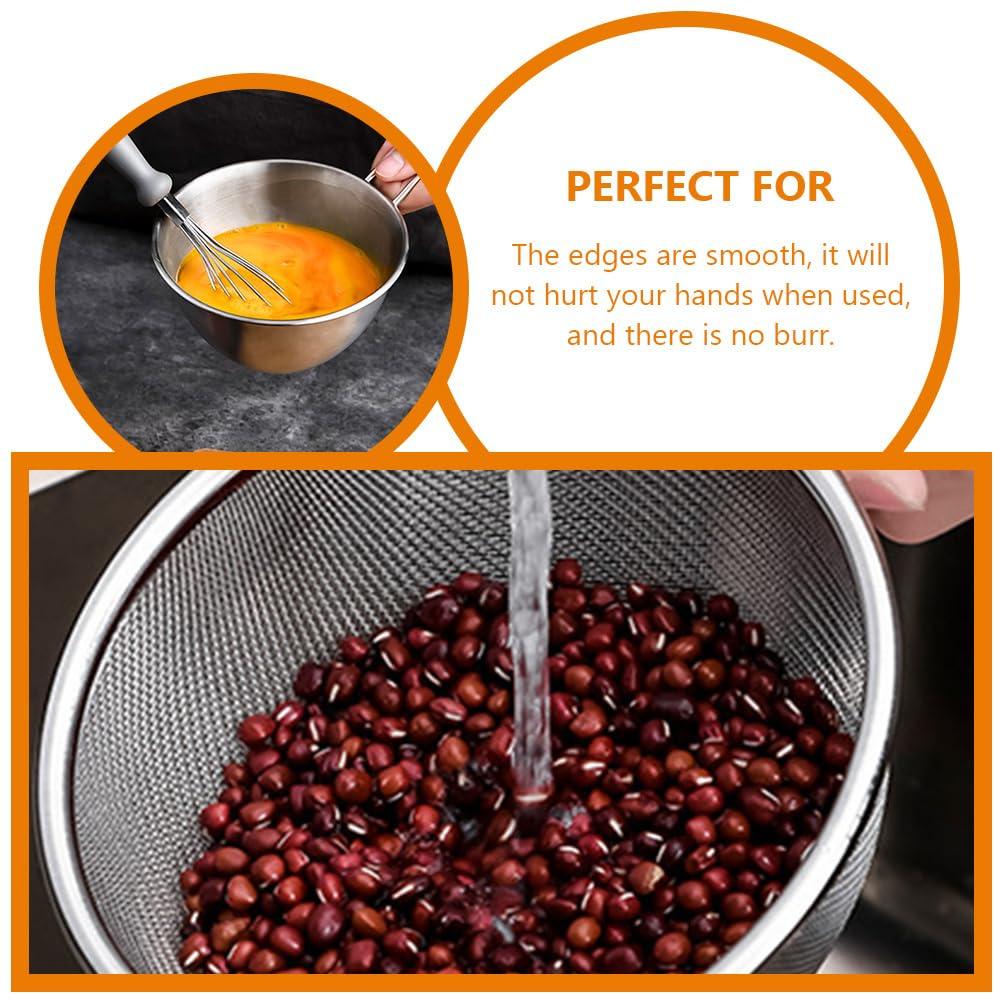 1 Set Colander with Bowl Fine Mesh Strainer Stainless Steel Strainer Kitchen Mixing Bowl Basin