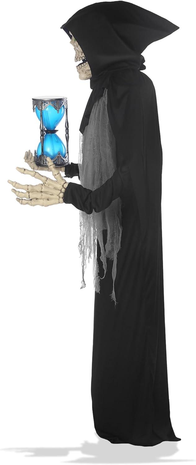 BOO BOX 6.5ft Halloween Animatronic Grim Reaper, Mr. Grim Outdoor Halloween Decoration Standing Poseable Figure, Sound and Motion Activated