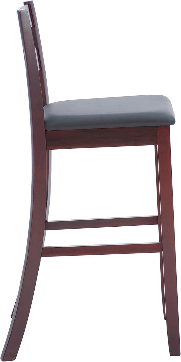 29" Triena Soho Padded Seat Faux Leather Barstool Hardwood/Brown - Linon: Upholstered, 31" High