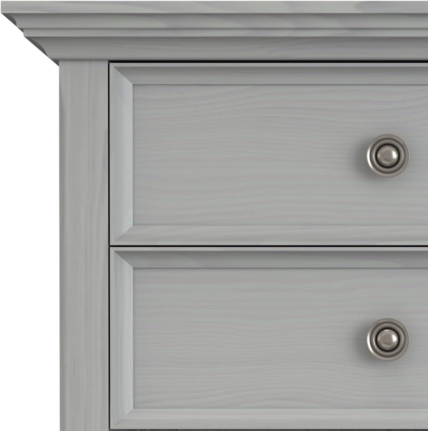 Simpli Home Amherst Solid Wood Bedside Table In Fog Grey