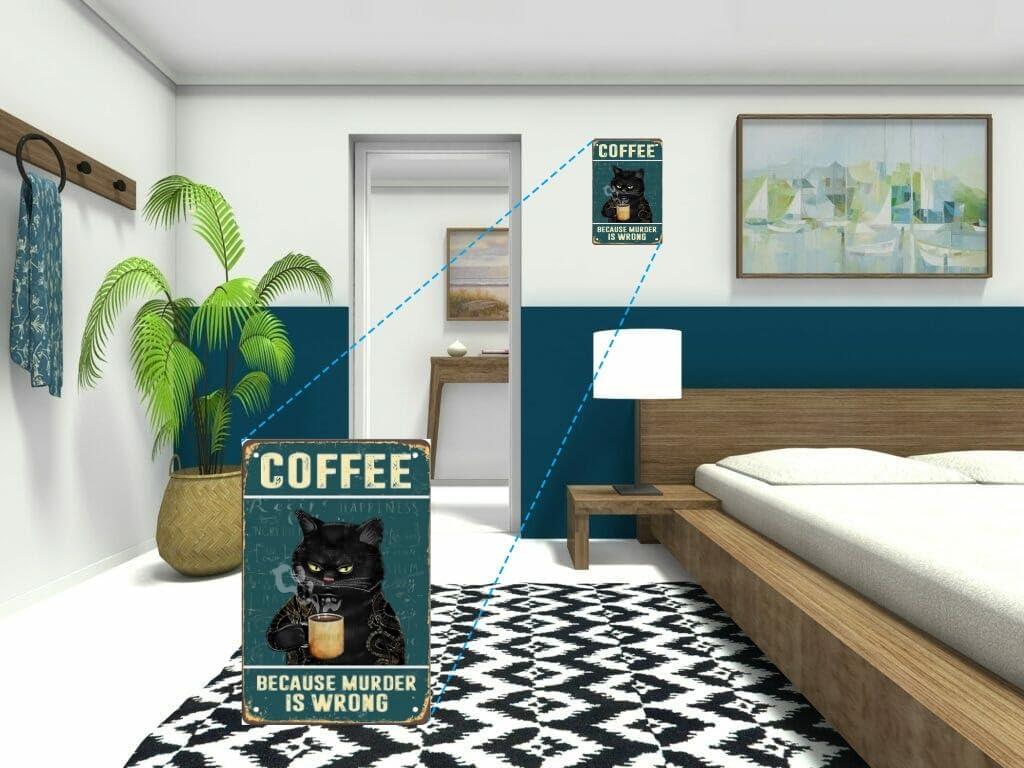 Vintage Metal Tin Sign Funny Sarcastic Party Wall Art Decor Signs Cat Metal Sign - Retro Coffee Theme, Funny Cat Lover Gifts, Suitable for Home & Office Decor, 8x12 Inch