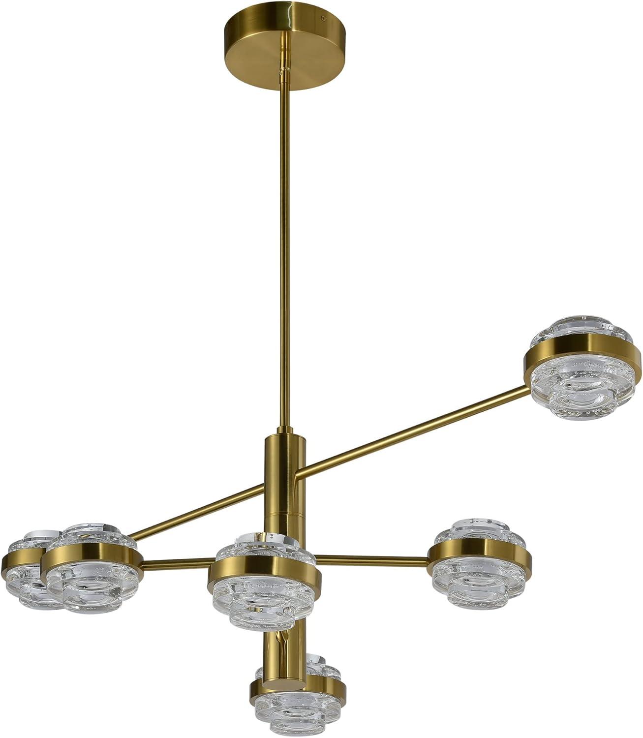 Milano 40" Antique Brass and Crystal LED Chandelier