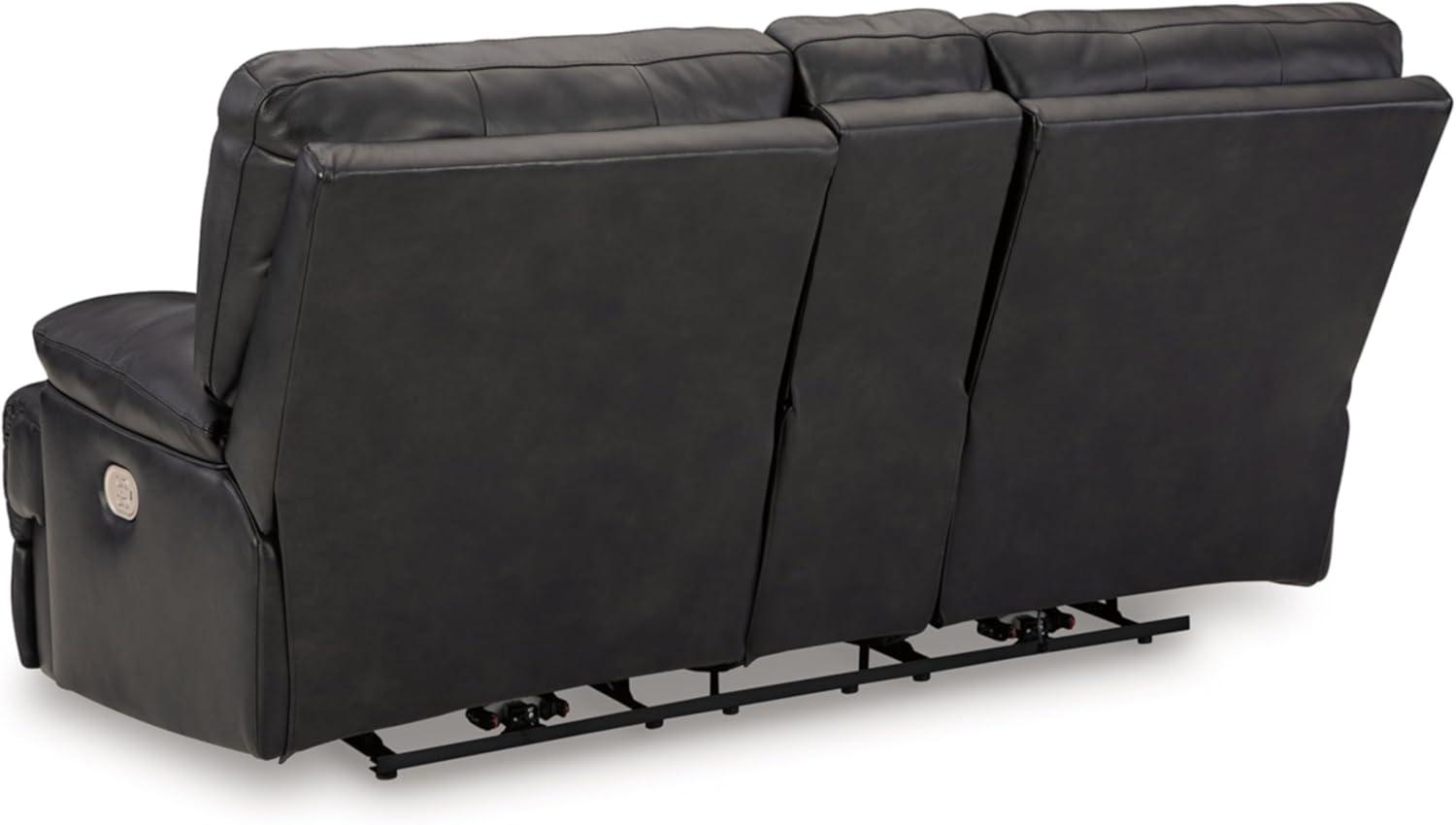 Black Faux Leather Power Reclining Sleeper Loveseat with Storage