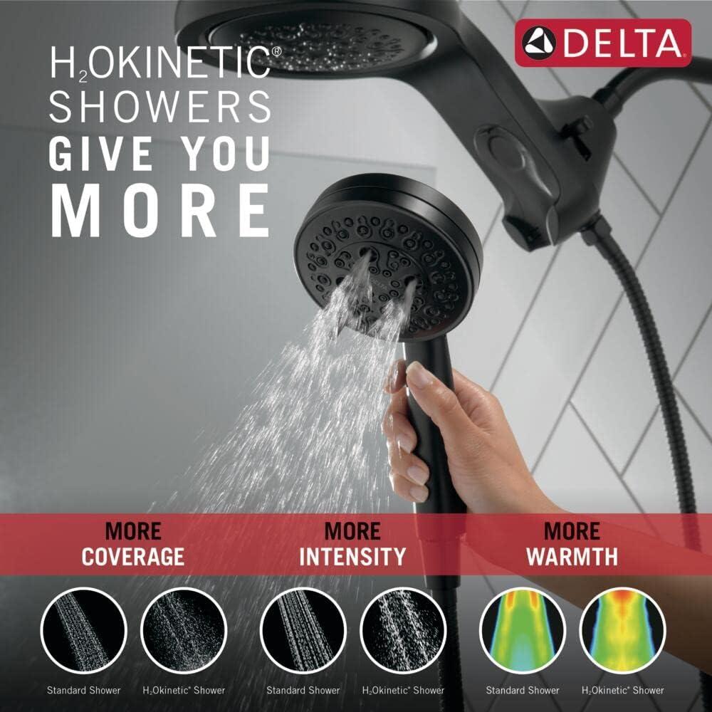 Delta 6-Setting HydroRain 2-in-1 Dual Shower Head with ProClean Spray, 1.75 GPM 56000-BL
