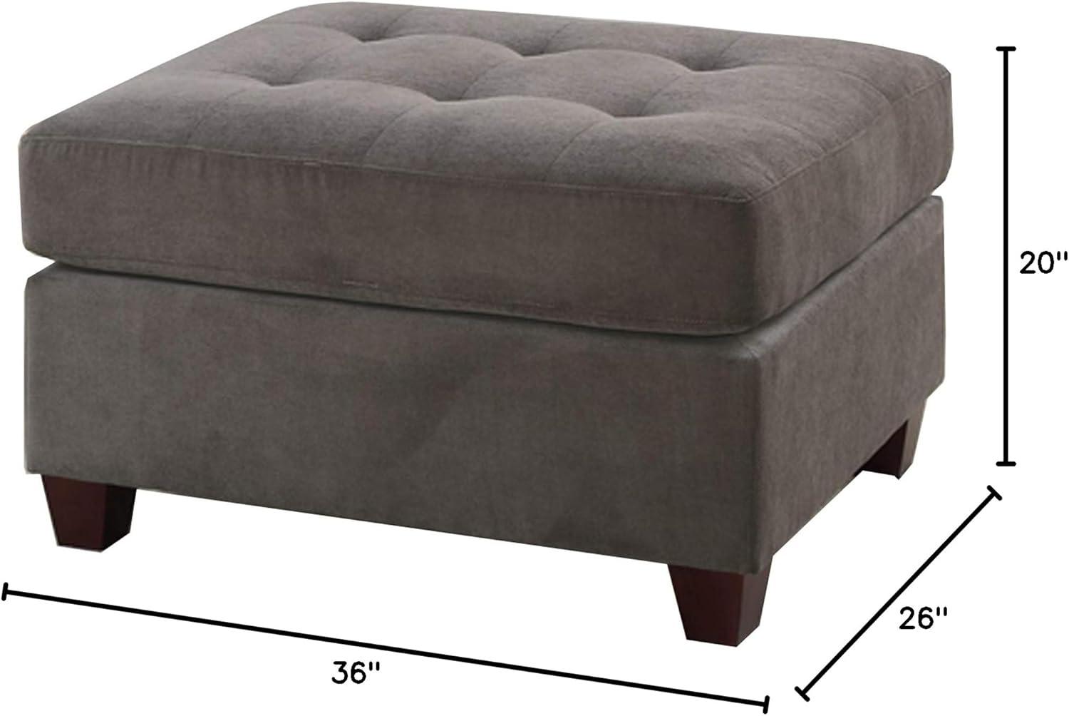 Poundex Furniture Fabric Cocktail Ottoman in Charcoal Gray Color