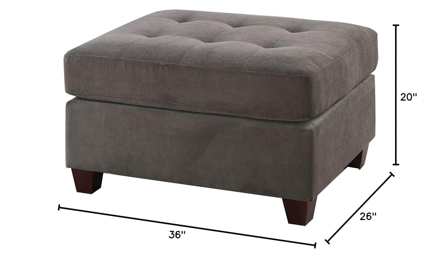 Poundex Furniture Fabric Cocktail Ottoman in Charcoal Gray Color