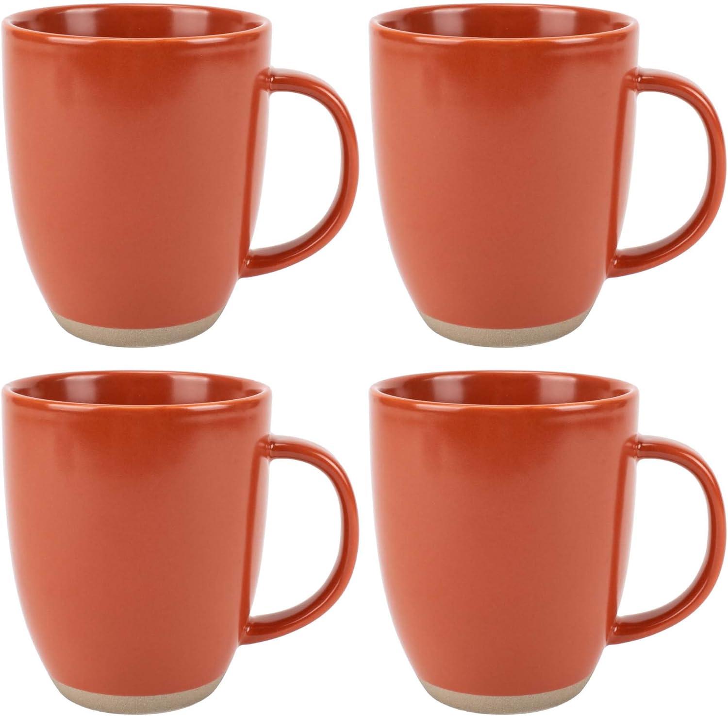 Elanze Designs Raw Clay Bottom Rust Red 13 ounce Ceramic Coffee Mugs Set of 4