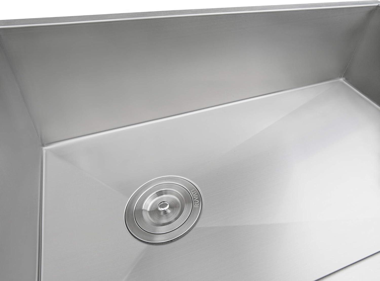 Ruvati 30-inch Slope Bottom Offset Drain Undermount Kitchen Sink Single Bowl Stainless Steel